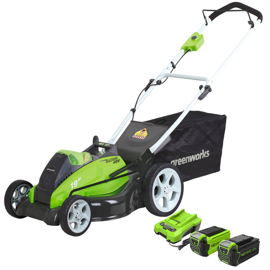 40V 19" Cordless Battery Push Lawn Mower w/ 4.0Ah and 2.0Ah Batteries & Charger